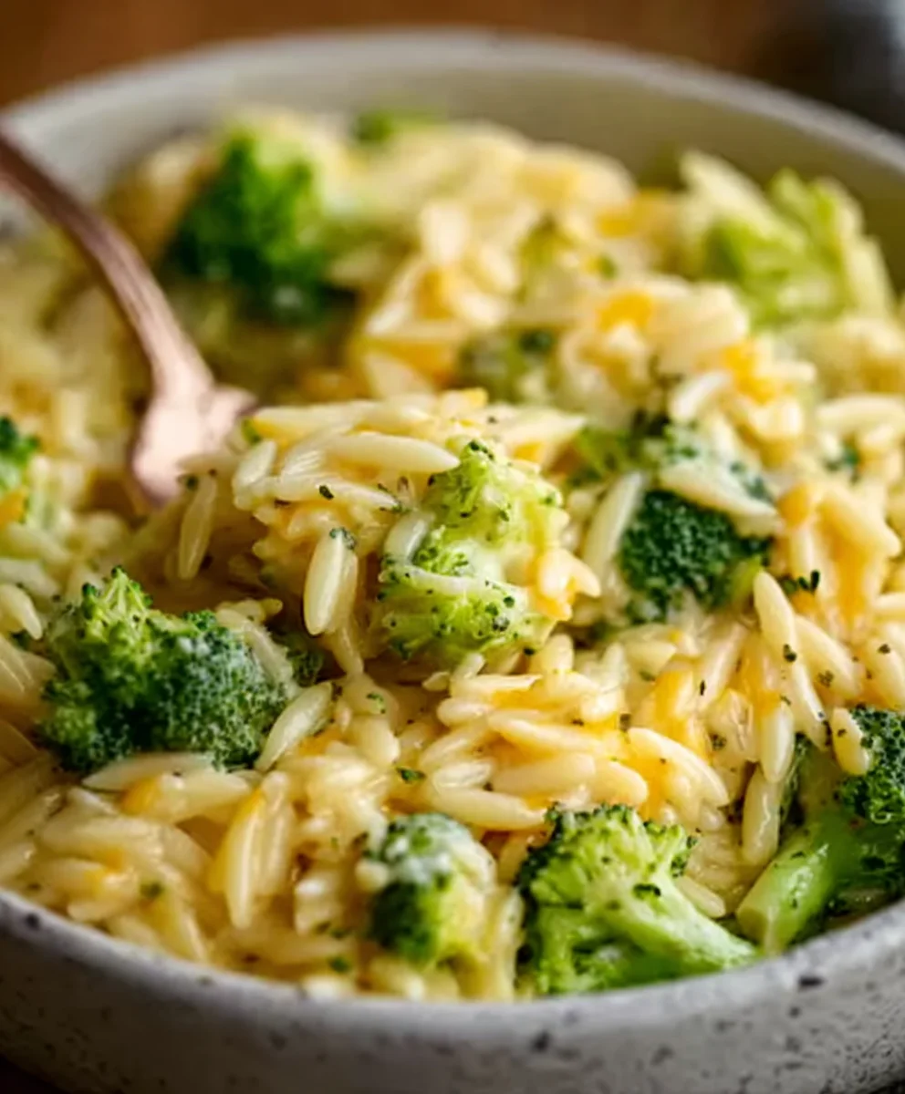 Creamy Broccoli Cheddar Orzo - Easy One-Pot Meal