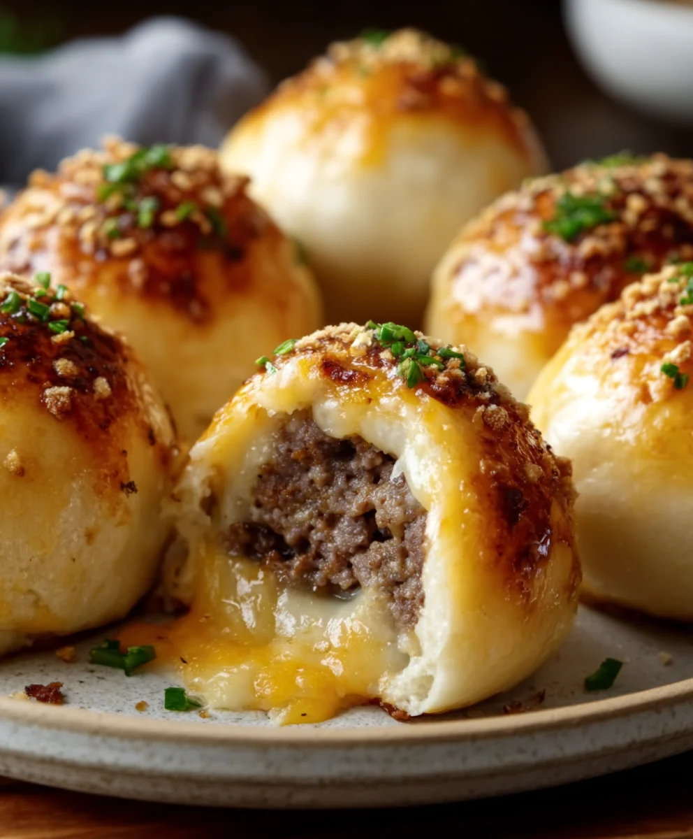 Garlic Parmesan Cheeseburger Bombs - Easy Appetizer