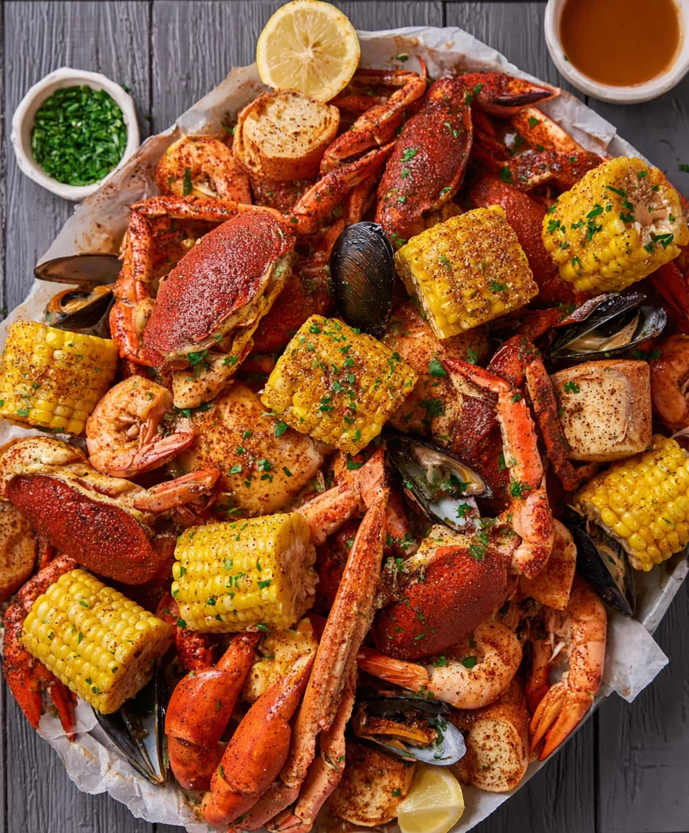 Spicy Cajun Seafood Boil-Homemade Garlic Butter Feast
