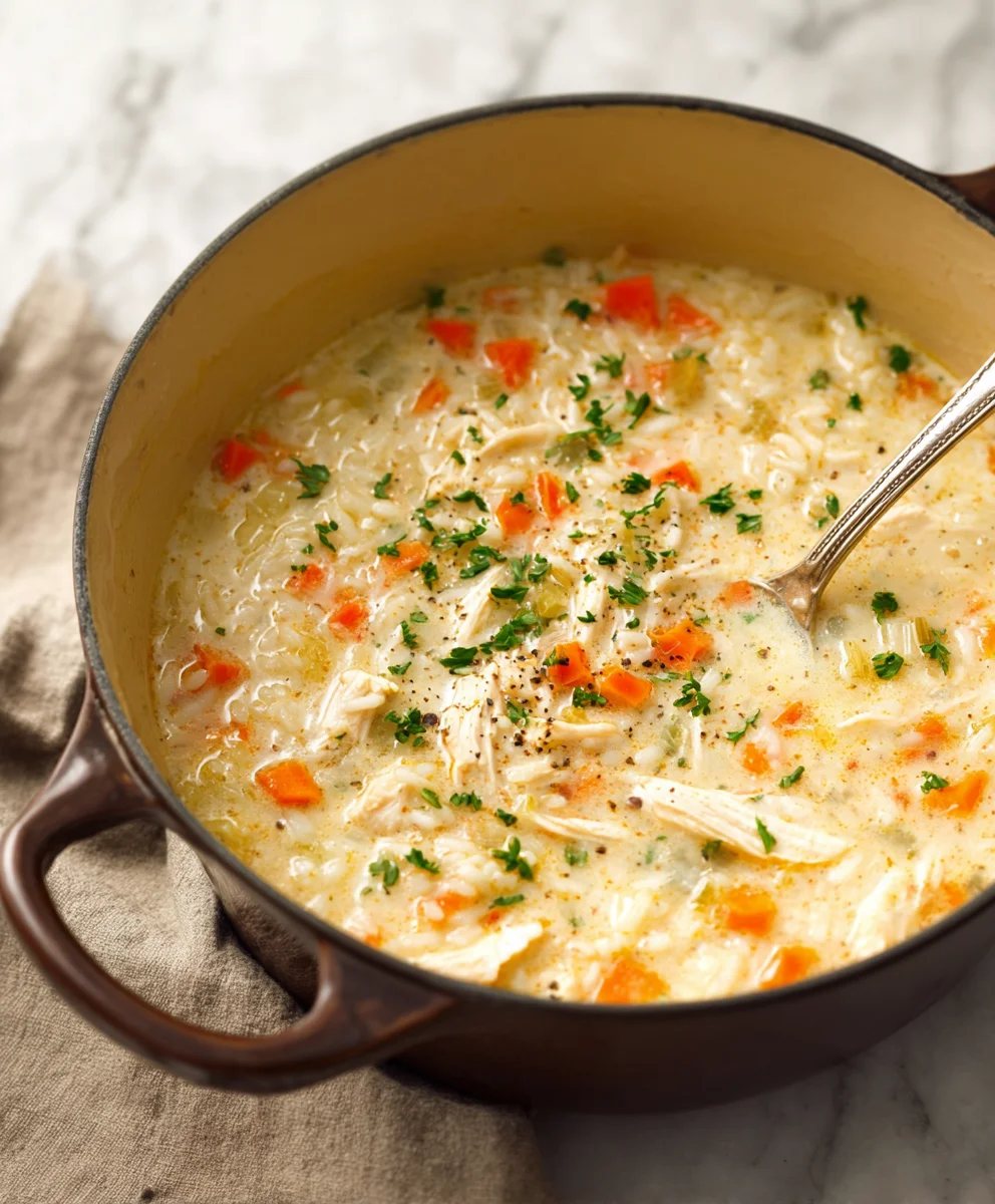 Creamy Chicken and Rice Soup-Hearty Comfort Food