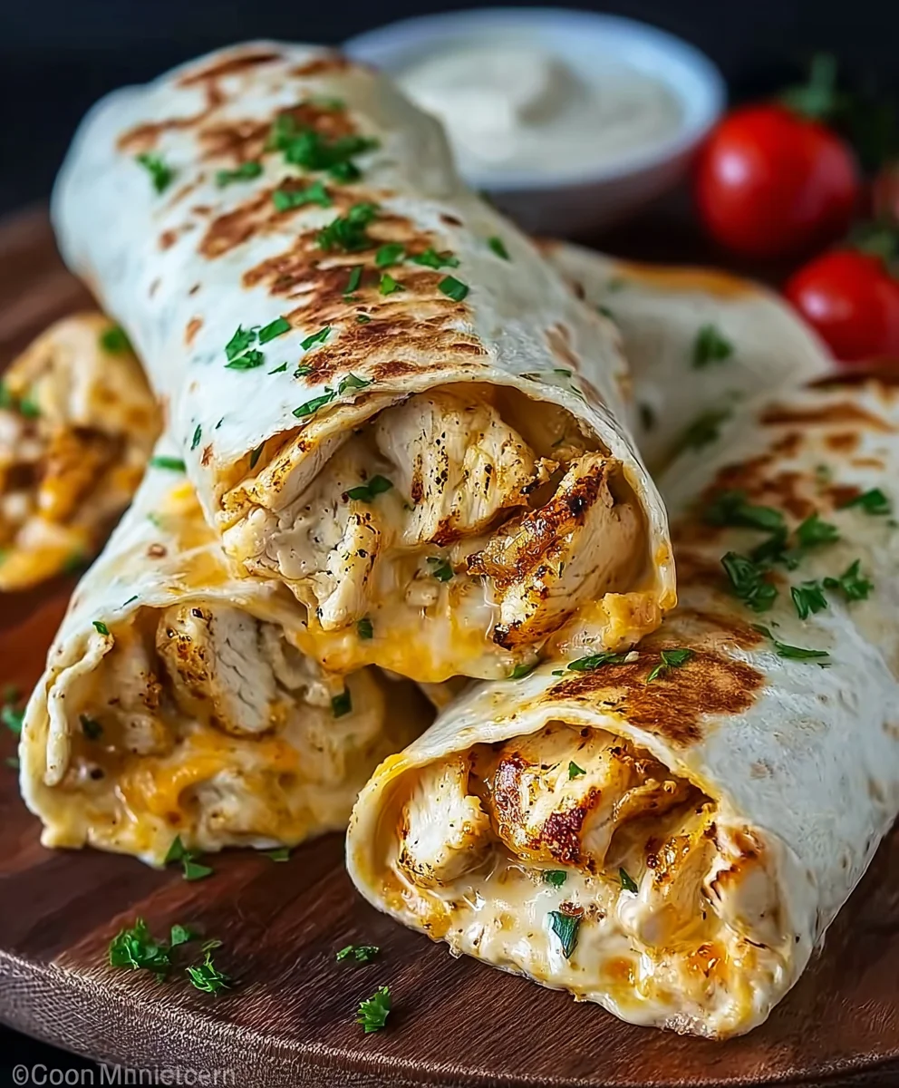 Cheesy Chicken Garlic Wraps- Easy Weeknight Meal