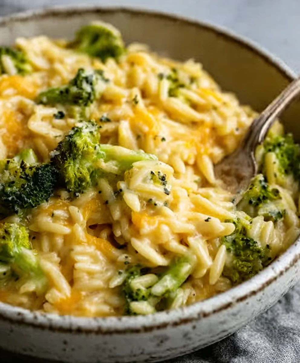 Creamy Broccoli Cheddar Orzo - Easy One-Pot Meal