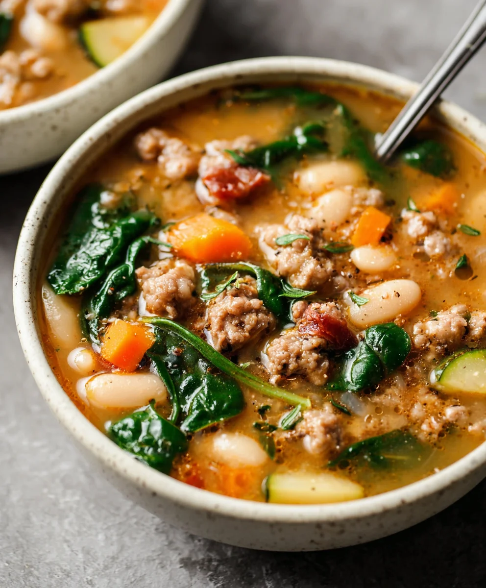 Hearty Beef Sausage White Bean Soup - Easy Dinner Recipe