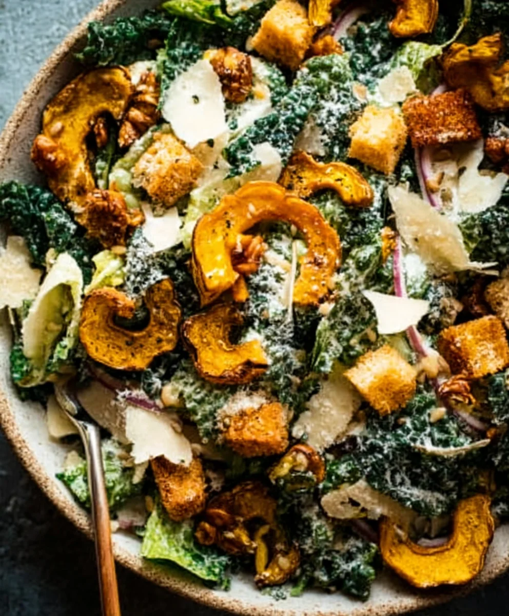 Autumn Caesar Salad- Roasted Squash Croutons