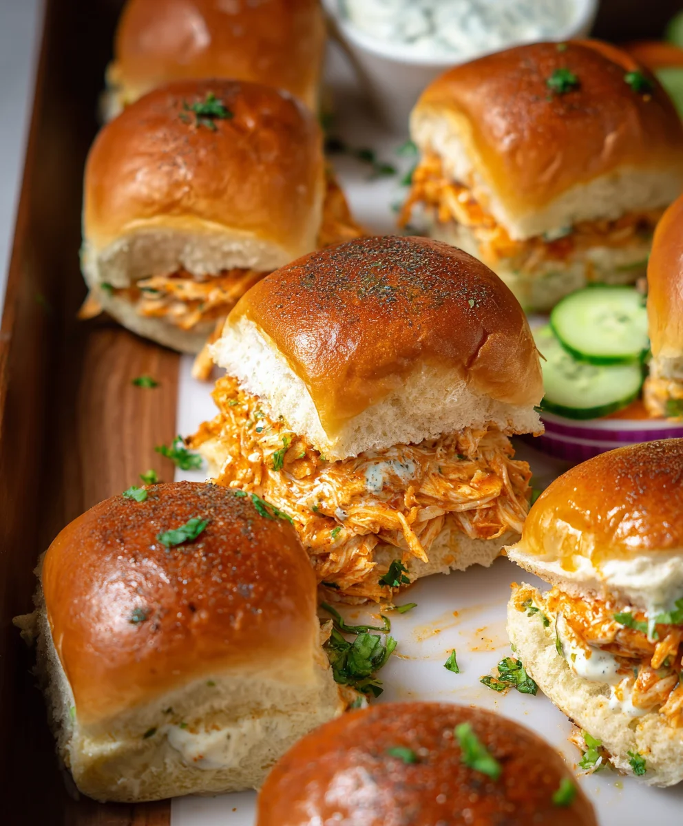Spicy Buffalo Chicken Sliders-Easy Appetizer Recipe