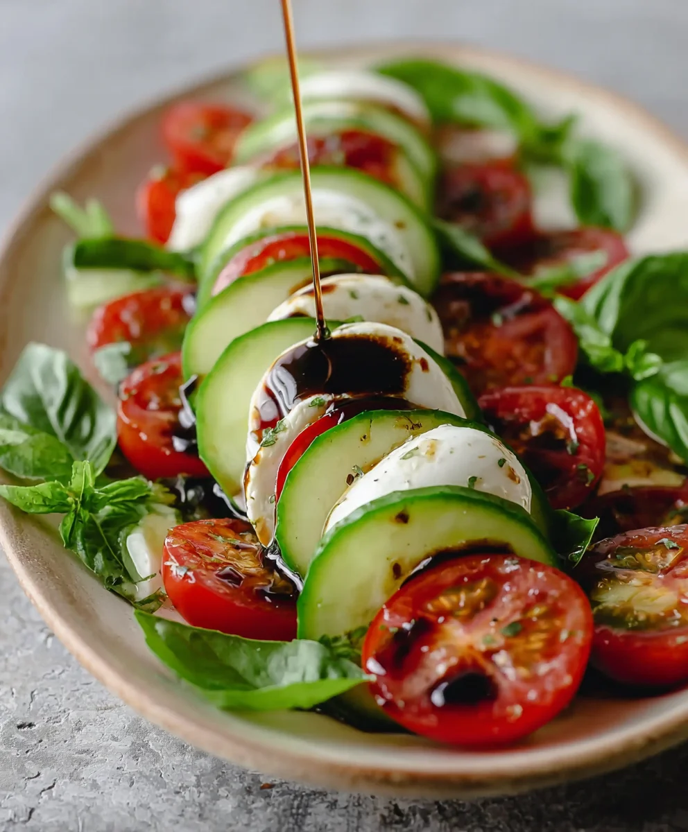 Fresh Cucumber Caprese Salad - Light Summer Meal