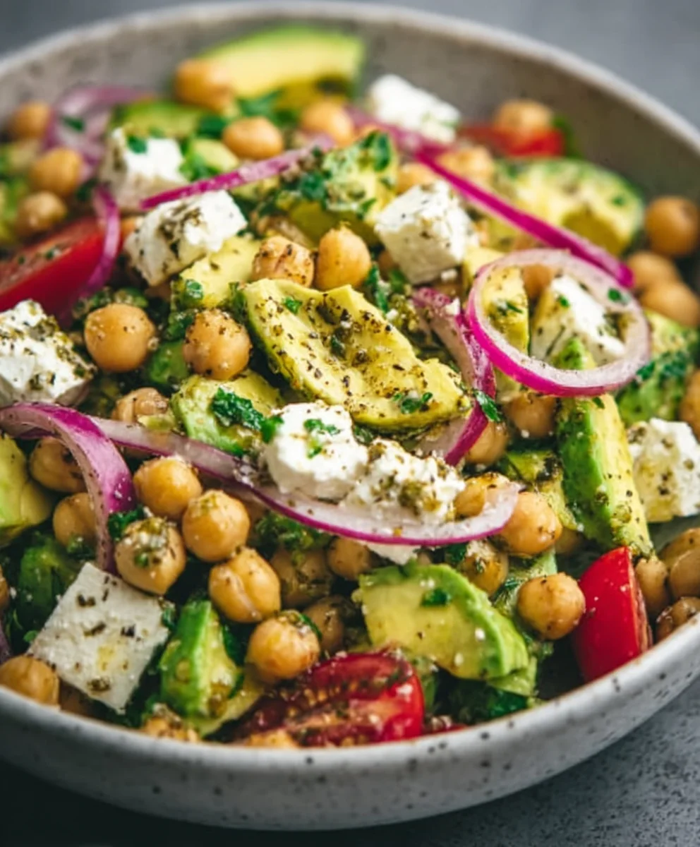 Chickpea Feta Avocado Salad - Easy & Delicious