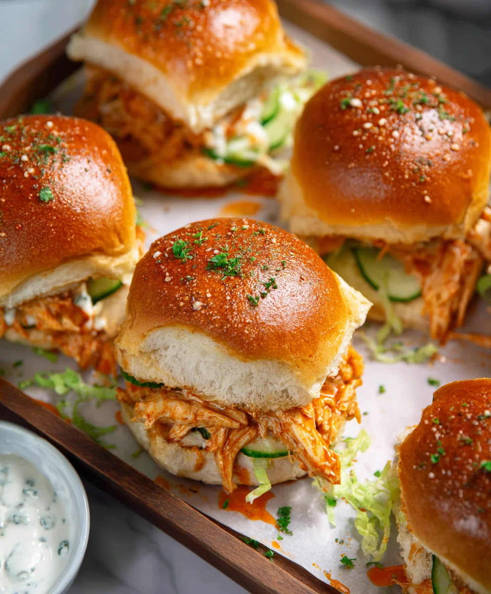 Spicy Buffalo Chicken Sliders-Easy Appetizer Recipe
