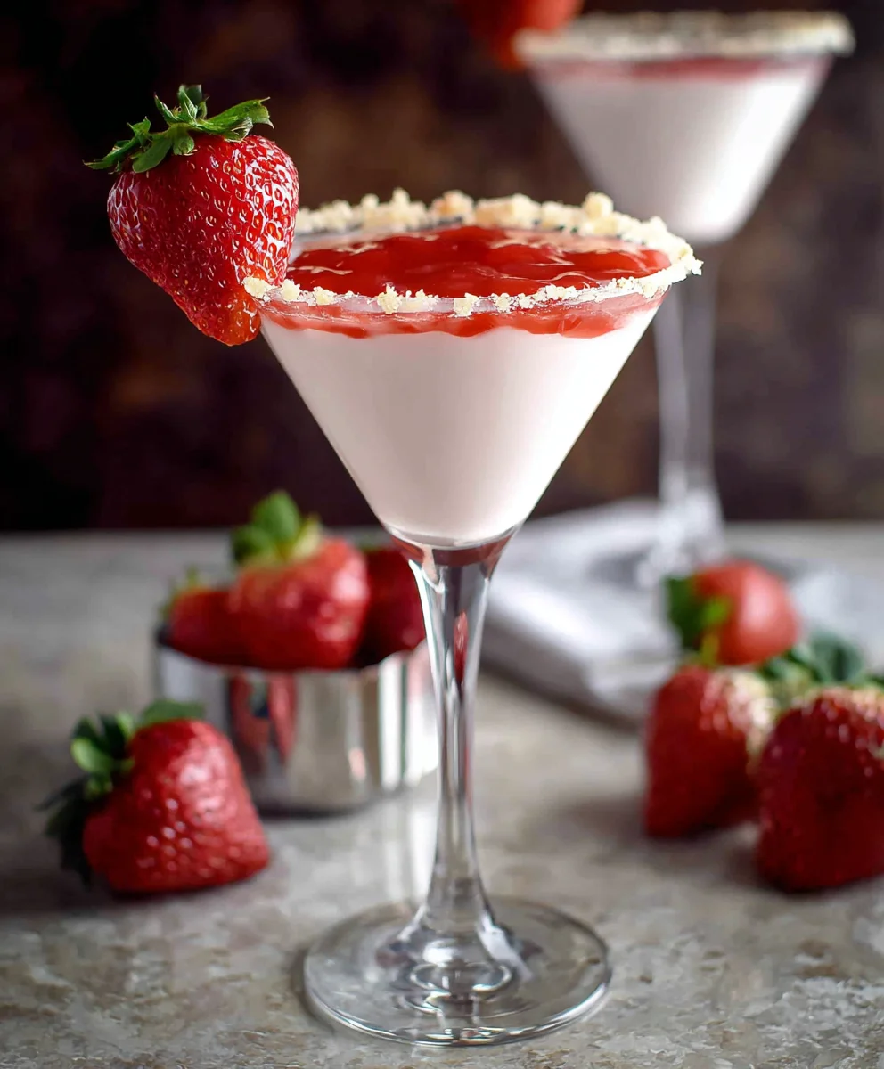 Strawberry Shortcake Martini- Non-Non-Non-Alcoholic Alternativeic Cocktail Recipe