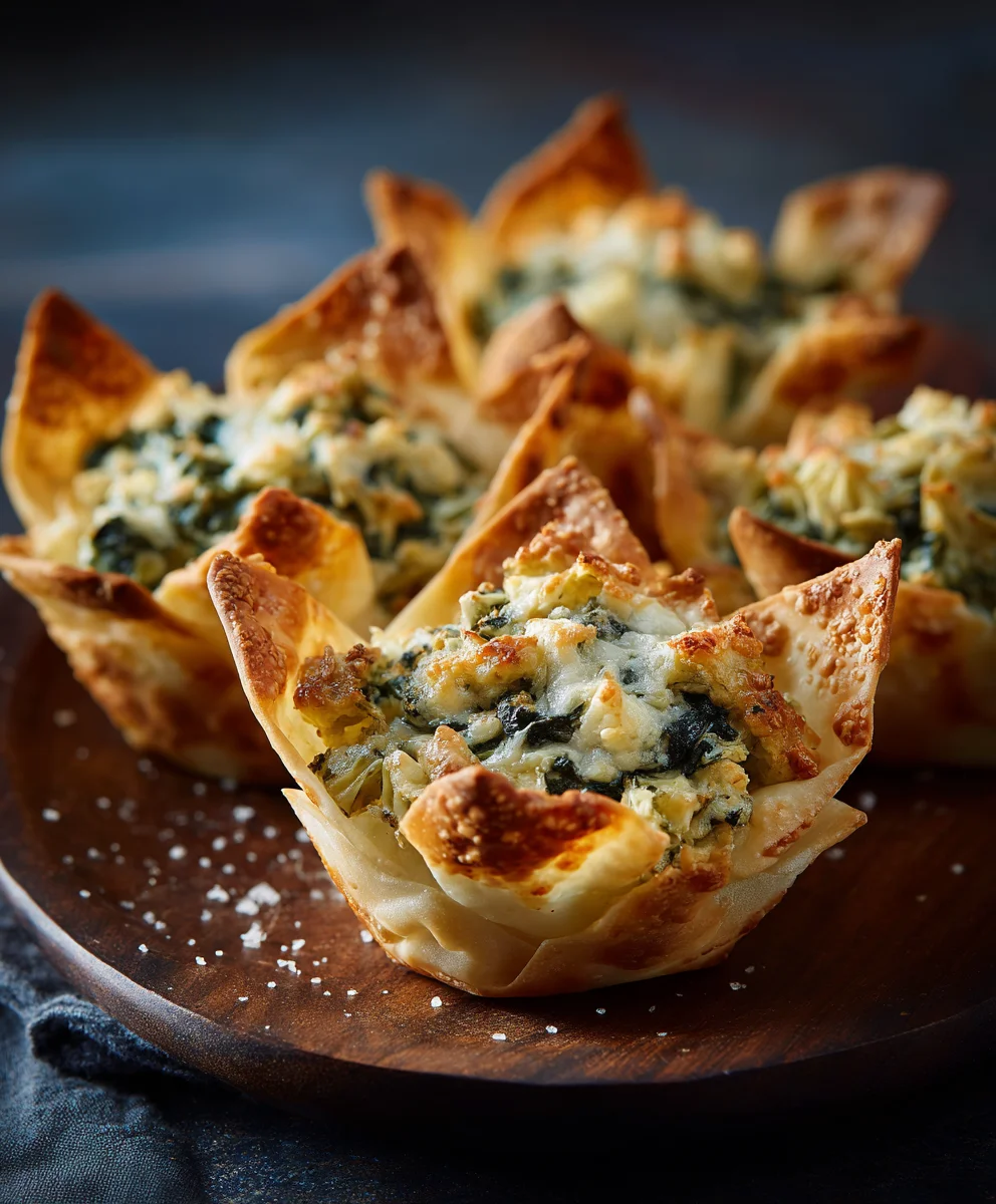 Spinach Artichoke Wonton Cups - Easy Appetizer Recipe