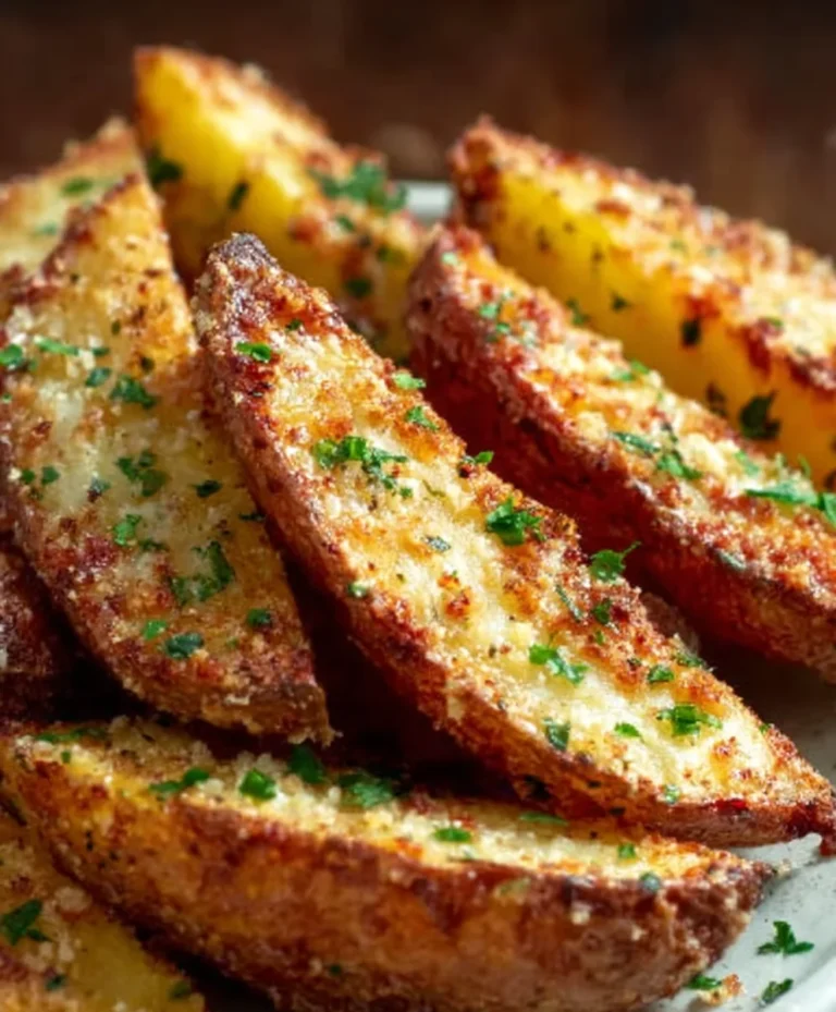 Garlic Parmesan Potato Wedges-Crispy Baked Recipe