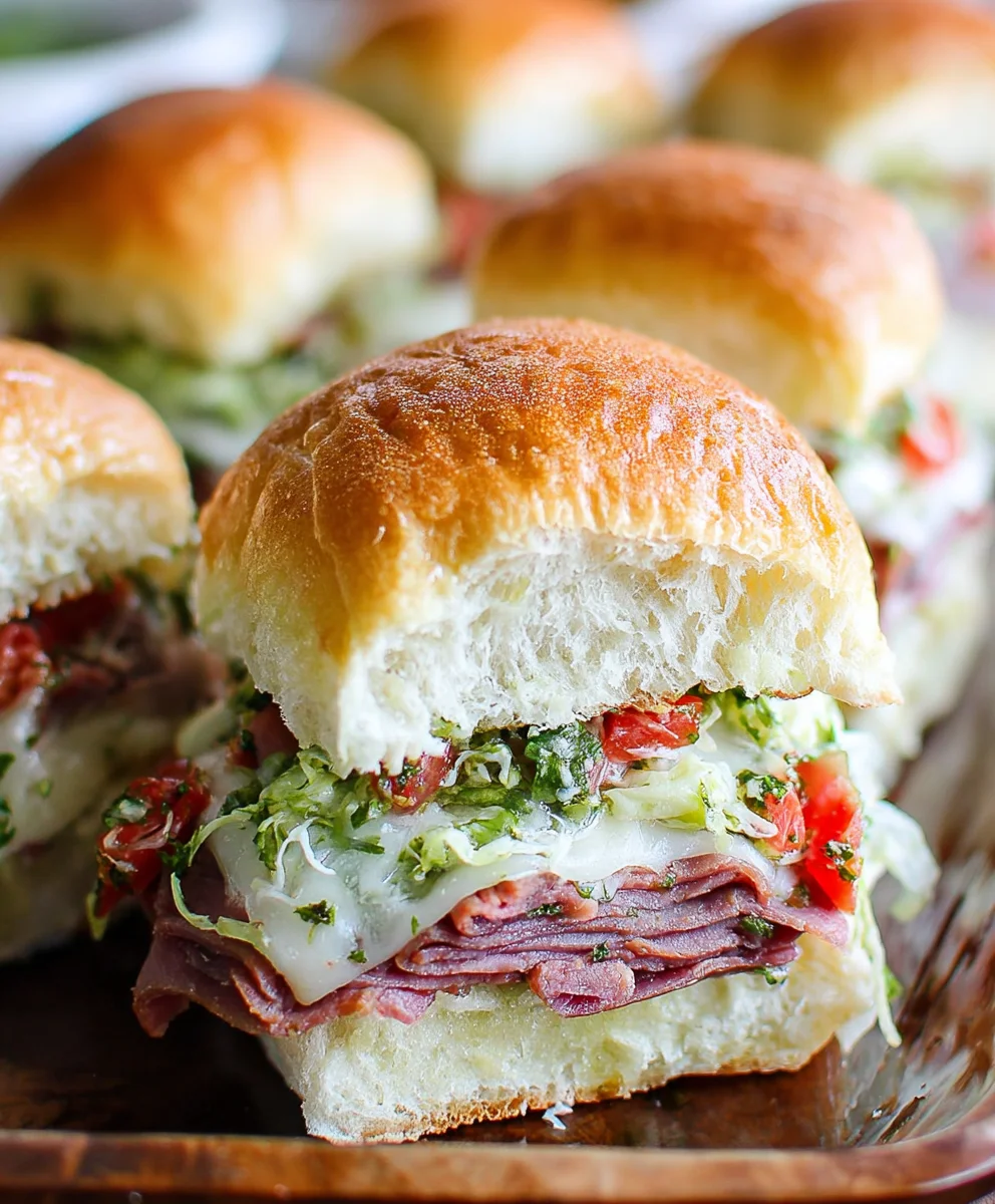 Beef Italian Grinder Sliders-Easy Appetizer Recipe