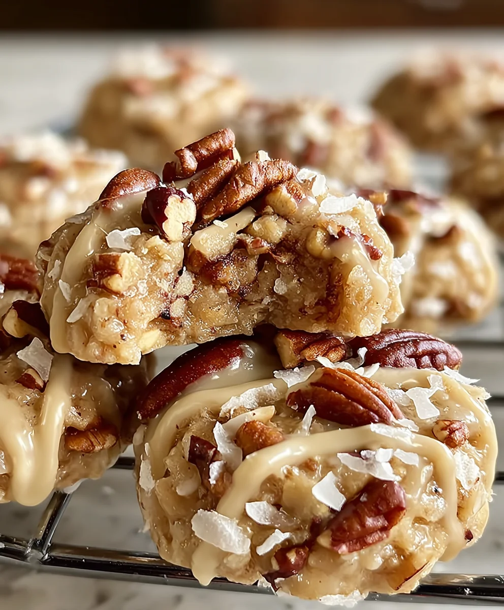 No Bake Pecan Coconut Praline Cookies-Easy Recipe