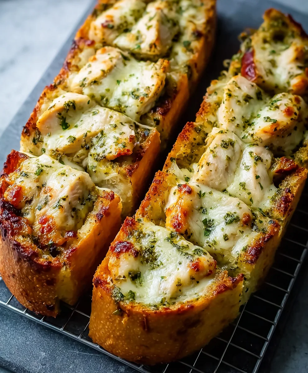 Pesto Chicken Garlic Bread- Easy & Flavorful Recipe