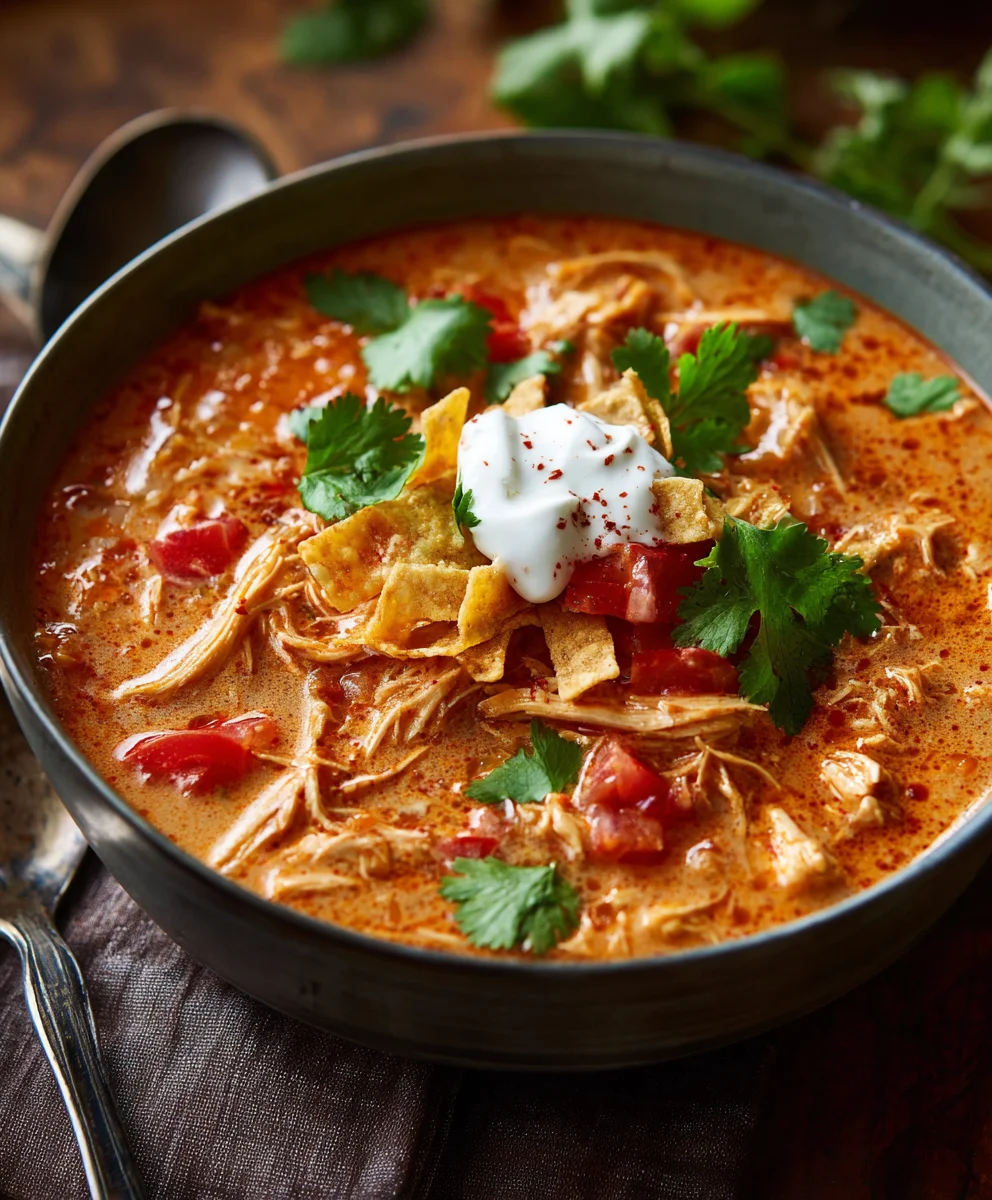 Easy Creamy Chicken Enchilada Soup Recipe