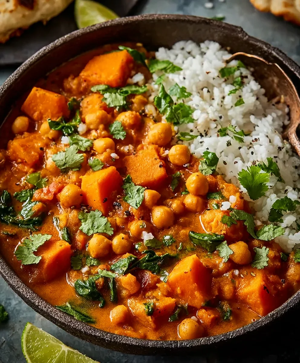 Sweet Potato Chickpea Curry-Hearty & Flavorful