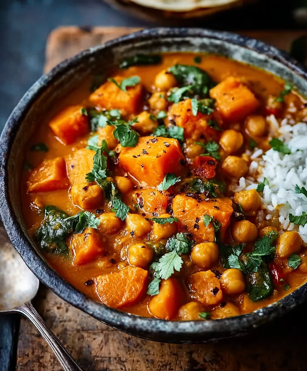 Sweet Potato Chickpea Curry-Hearty & Flavorful