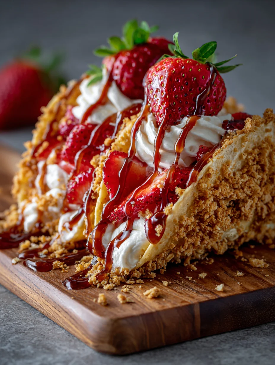 Strawberry Crunch Cheesecake Tacos-Easy Dessert Recipe