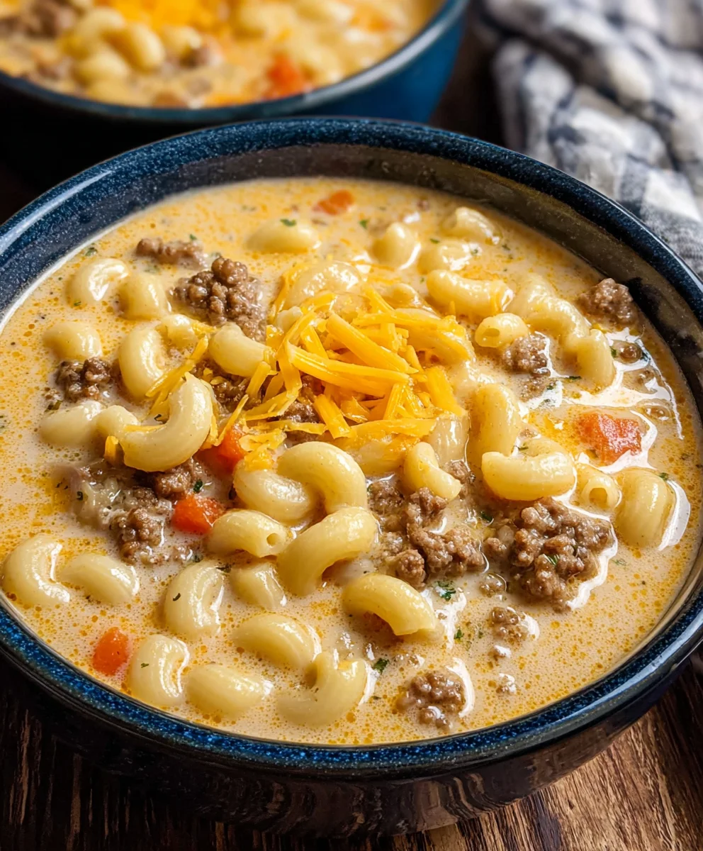 Cheeseburger Macaroni Soup-Creamy Comfort Recipe
