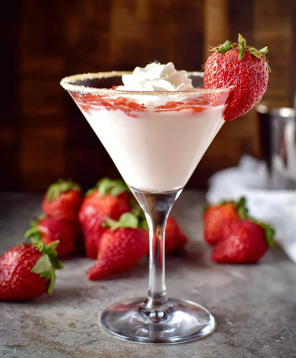 Strawberry Shortcake Martini- Non-Non-Non-Alcoholic Alternativeic Cocktail Recipe