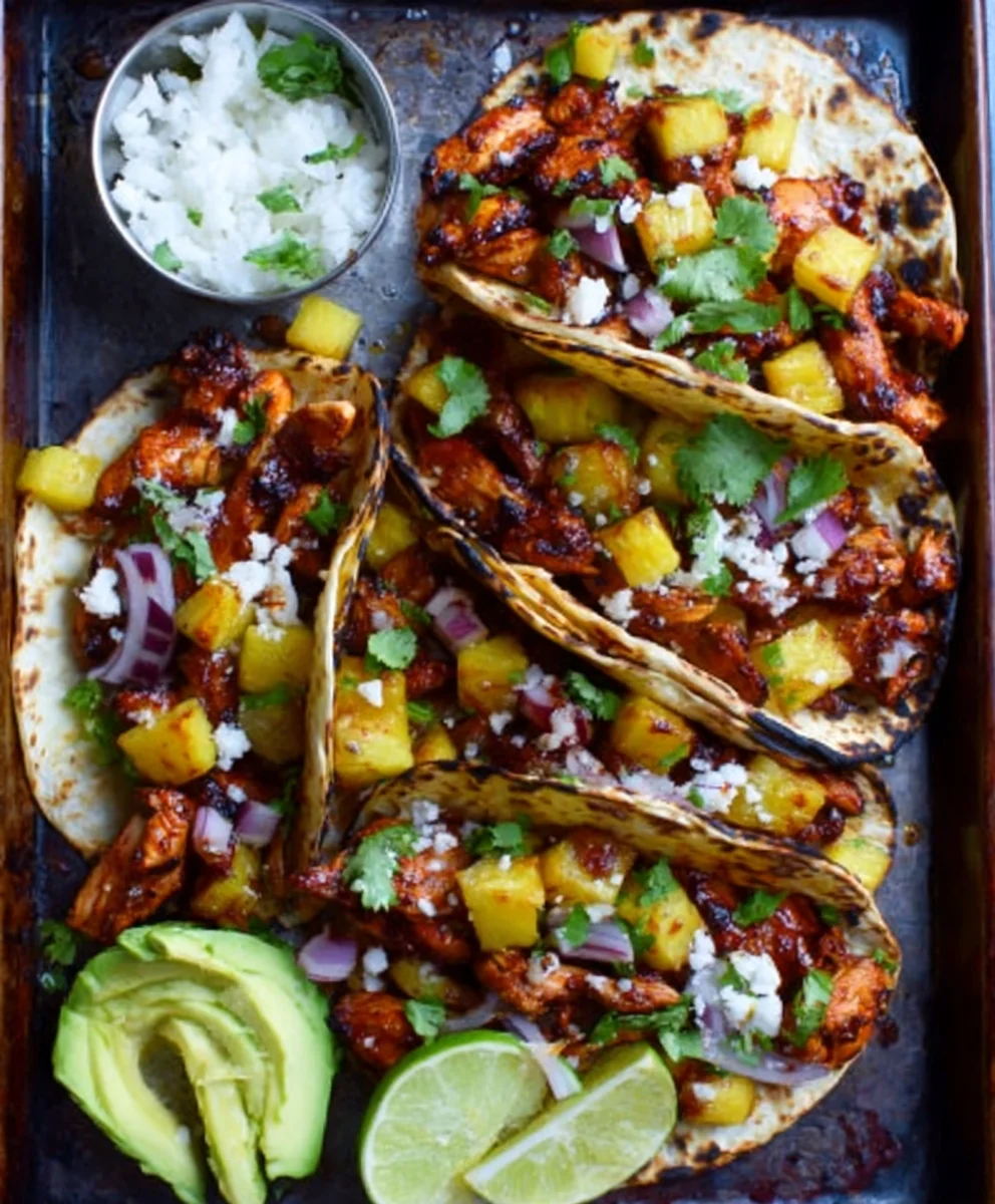 Easy Chicken Pineapple Tacos - Quick One Pan Meal