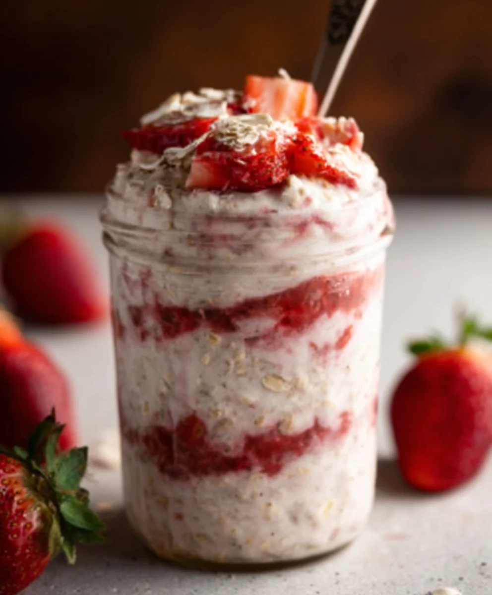 Strawberry Cheesecake Oats-Easy Overnight Recipe