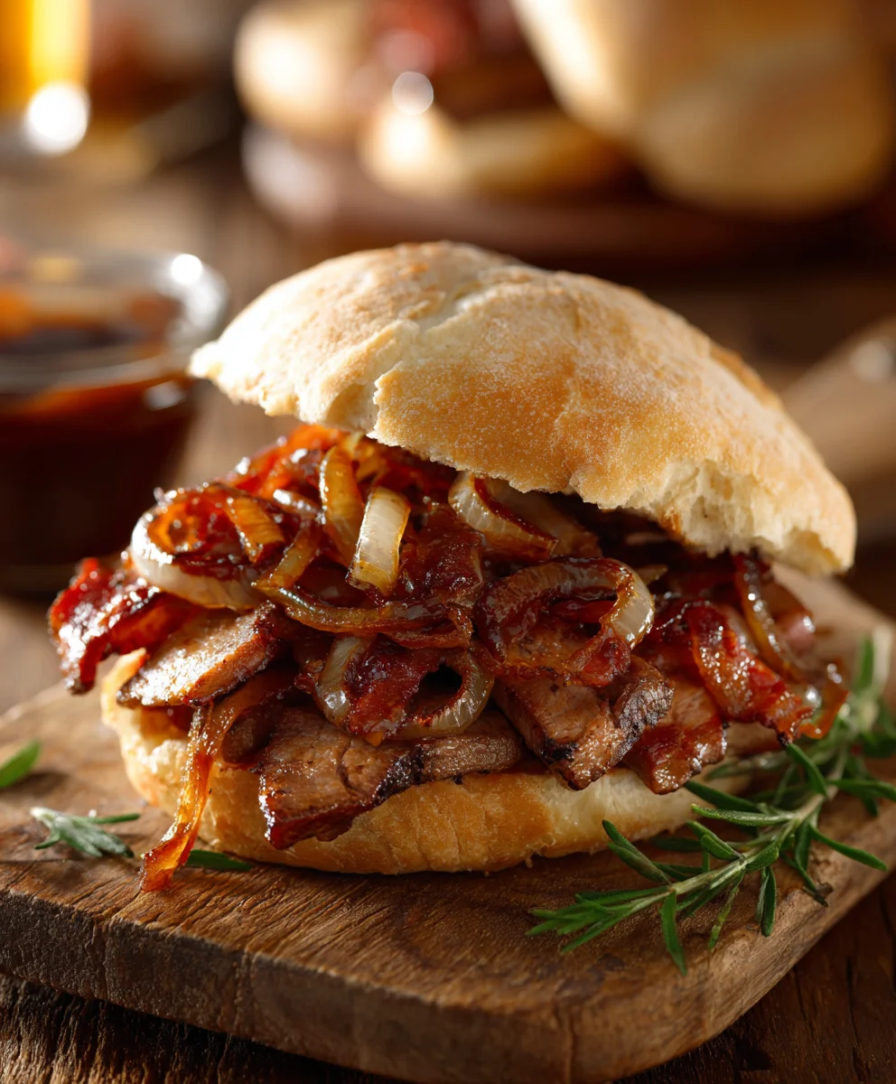 Best Beef Beef Bacon Sandwich Caramelized Onions Recipe