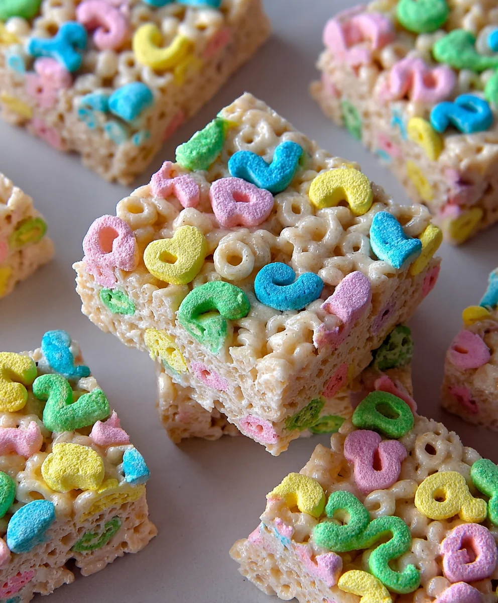 Lucky Charms Rice Krispie Treats-Fun Festive Dessert