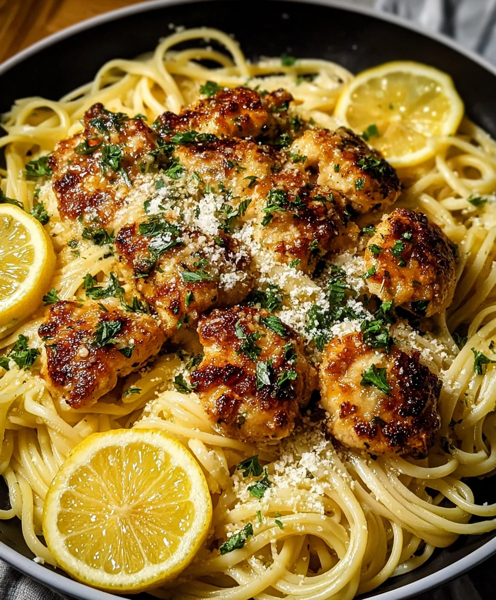 Lemon Garlic Butter Chicken Linguine-Parmesan Flavor