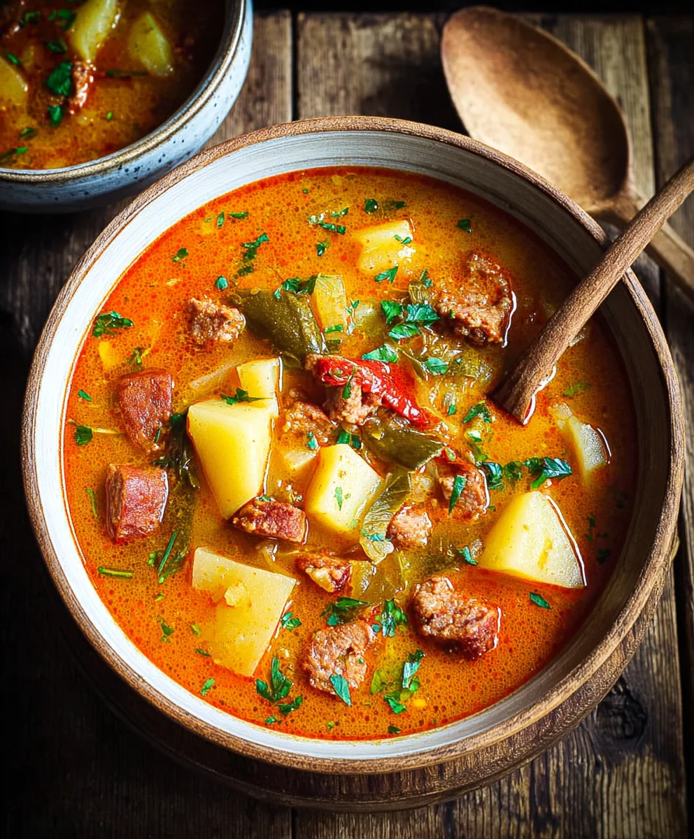 Spanish Potato Beef Beef Chorizo Soup-Hearty & Flavorful