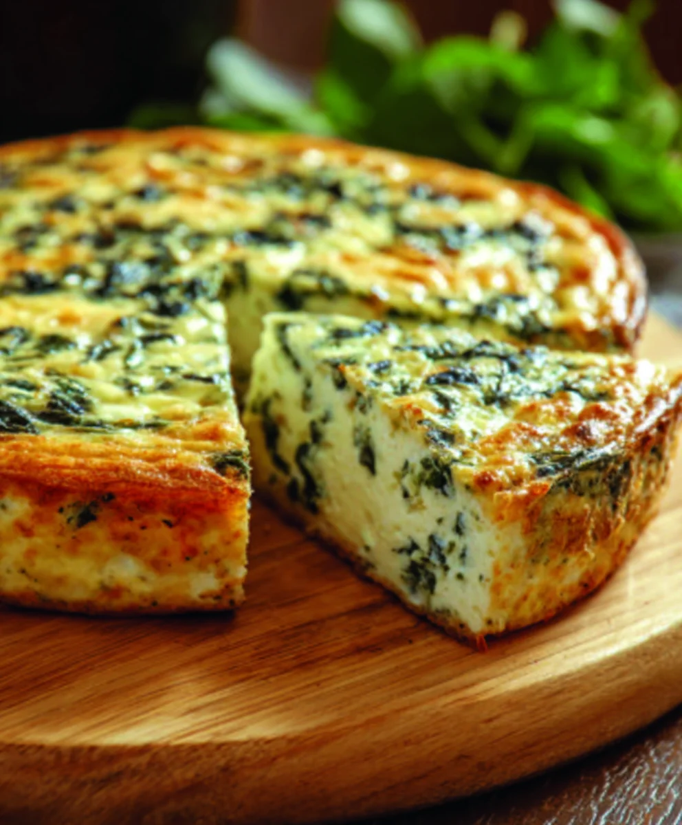 Spinach Cottage Cheese Crustless Quiche - Easy Recipe