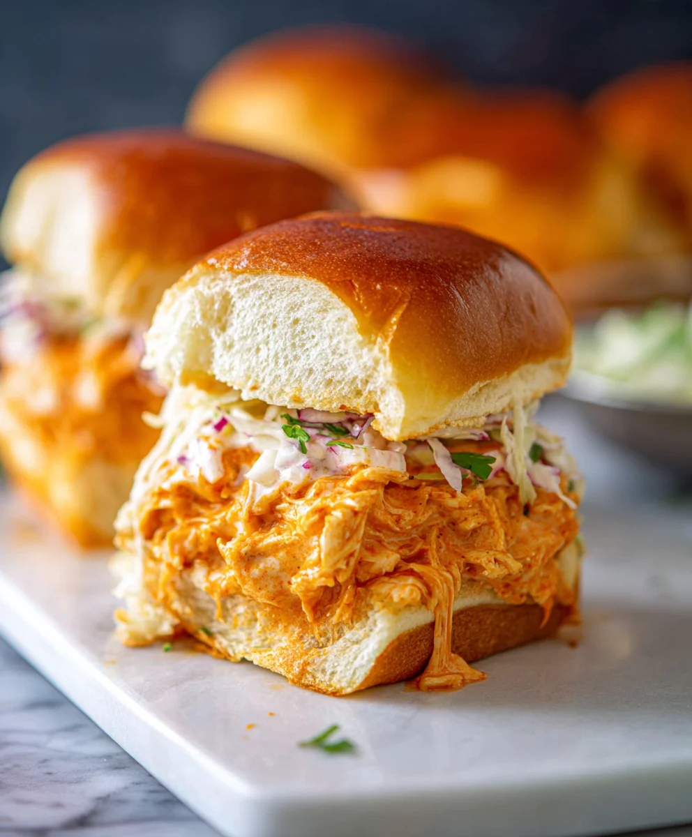 Spicy Buffalo Chicken Sliders-Easy Appetizer