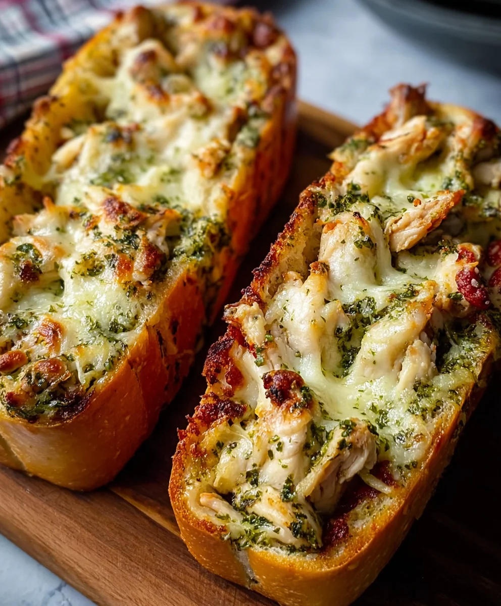 Pesto Chicken Garlic Bread- Easy & Flavorful Recipe