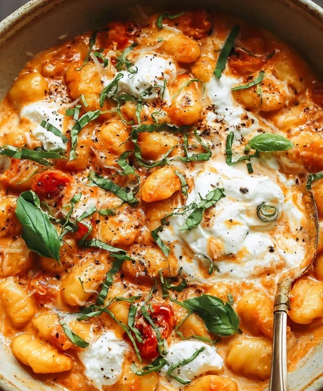 30 Minute Creamy Tomato Gnocchi with Burrata