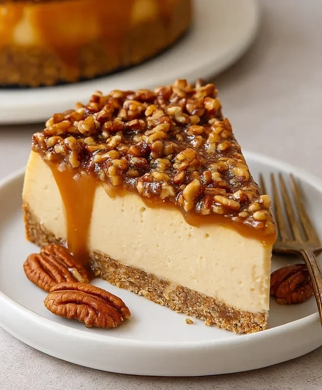 Vegan Caramel Pecan Cheesecake