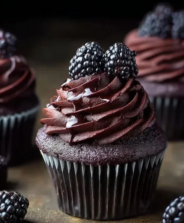 Dark Chocolate Blackberry Cupcakes
