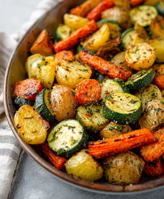 Garlic Herb Roasted Potatoes Carrots and Zucchini