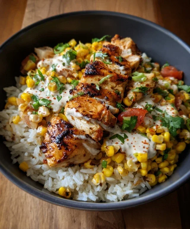 Street Corn Chicken Rice Bowl