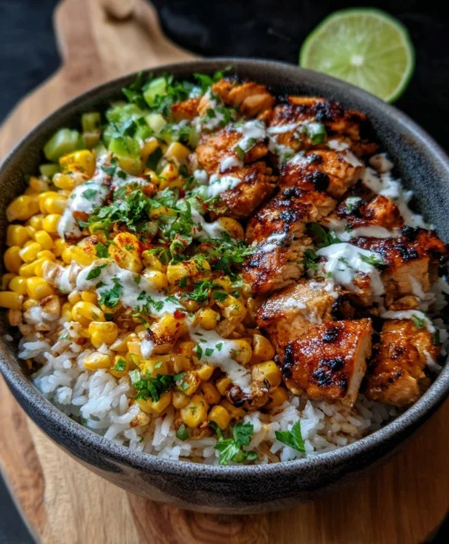 Street Corn Chicken Rice Bowl