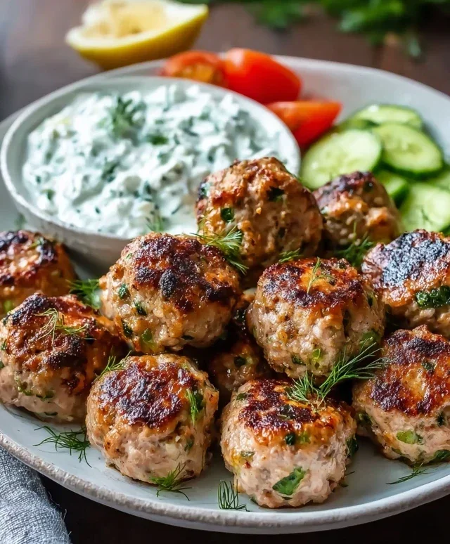 Greek Turkey Meatballs with Tzatziki