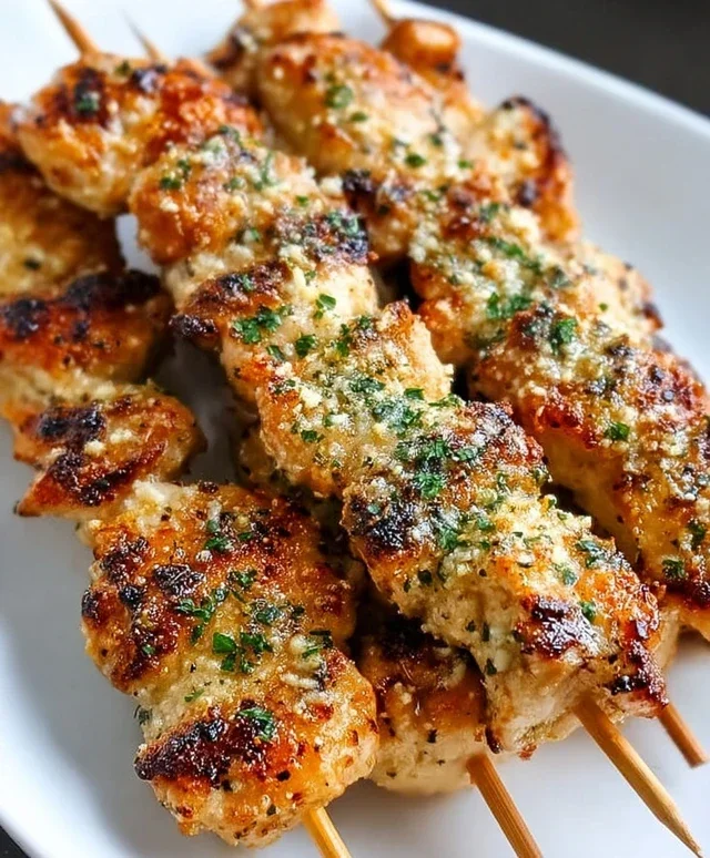 Ranch Garlic Parmesan Chicken Skewers