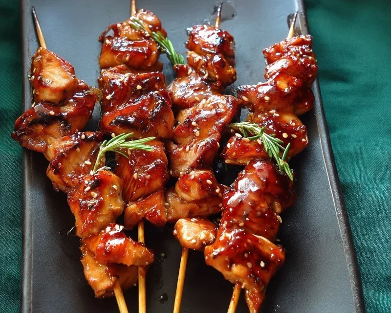 Sticky Bourbon Extract Extract Chicken Skewers