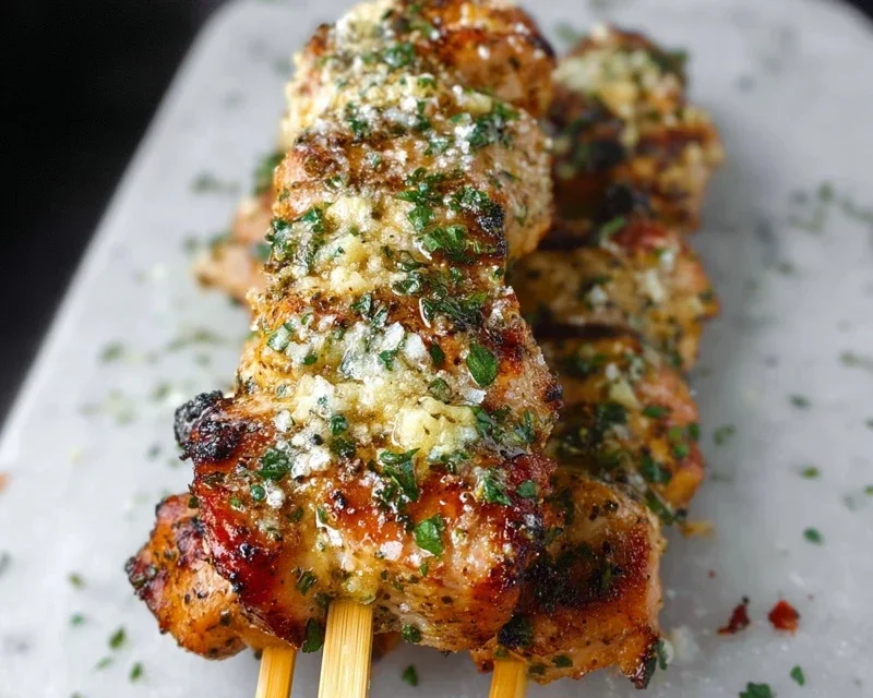 Garlic Parmesan Chicken Skewers