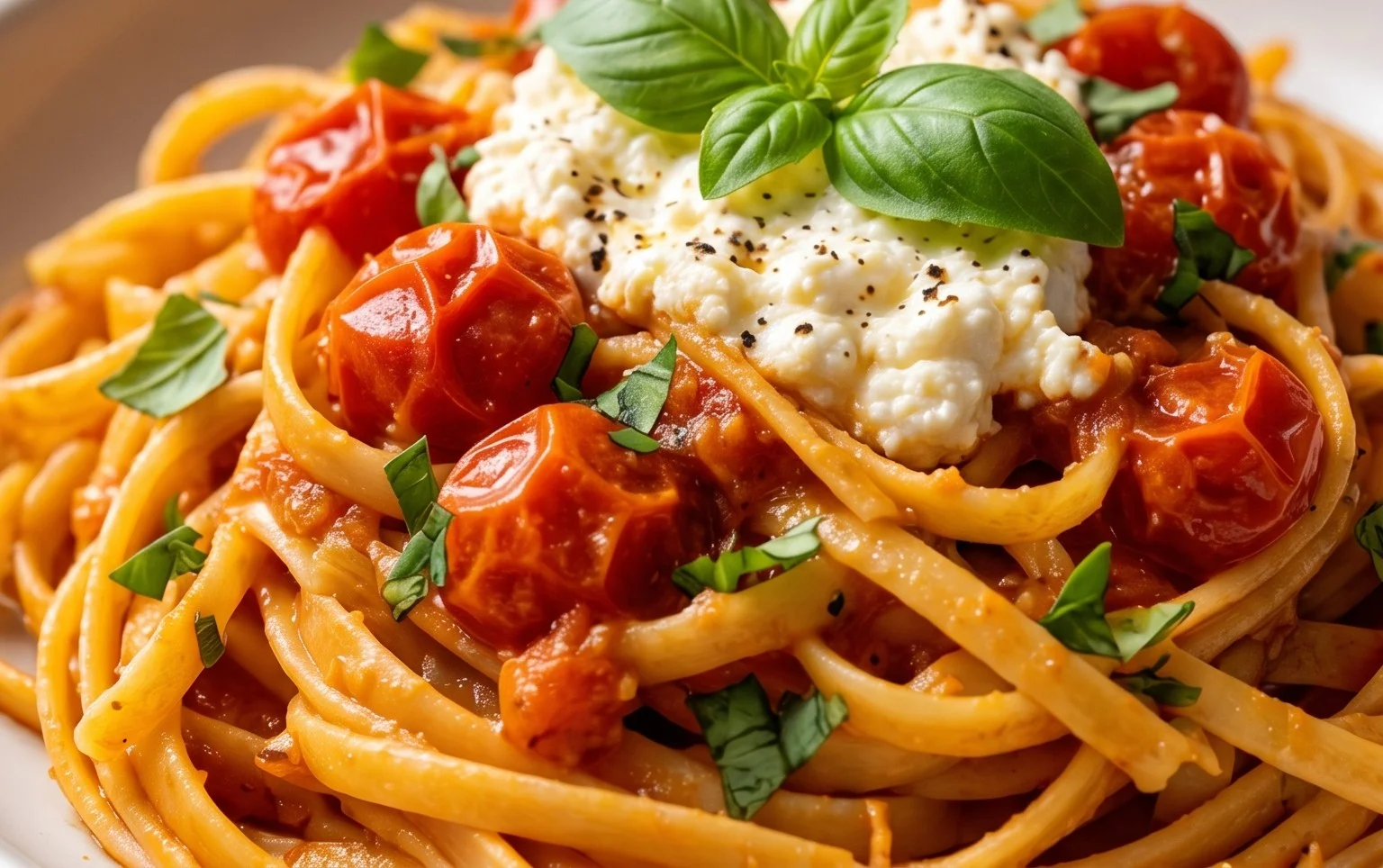 Roasted Tomato and Garlic Ricotta Pasta