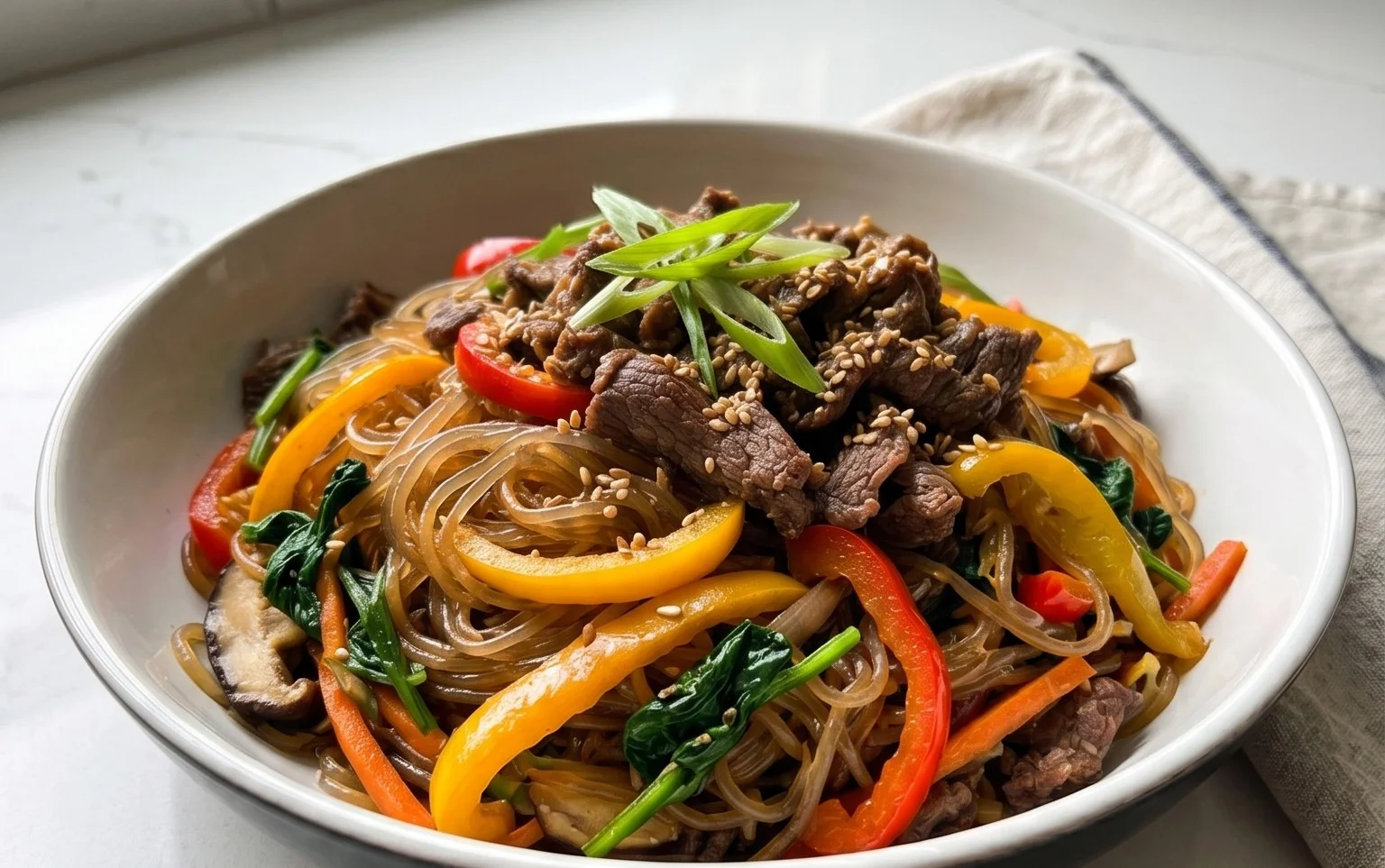 Japchae (Korean Glass Noodle Stir Fry)