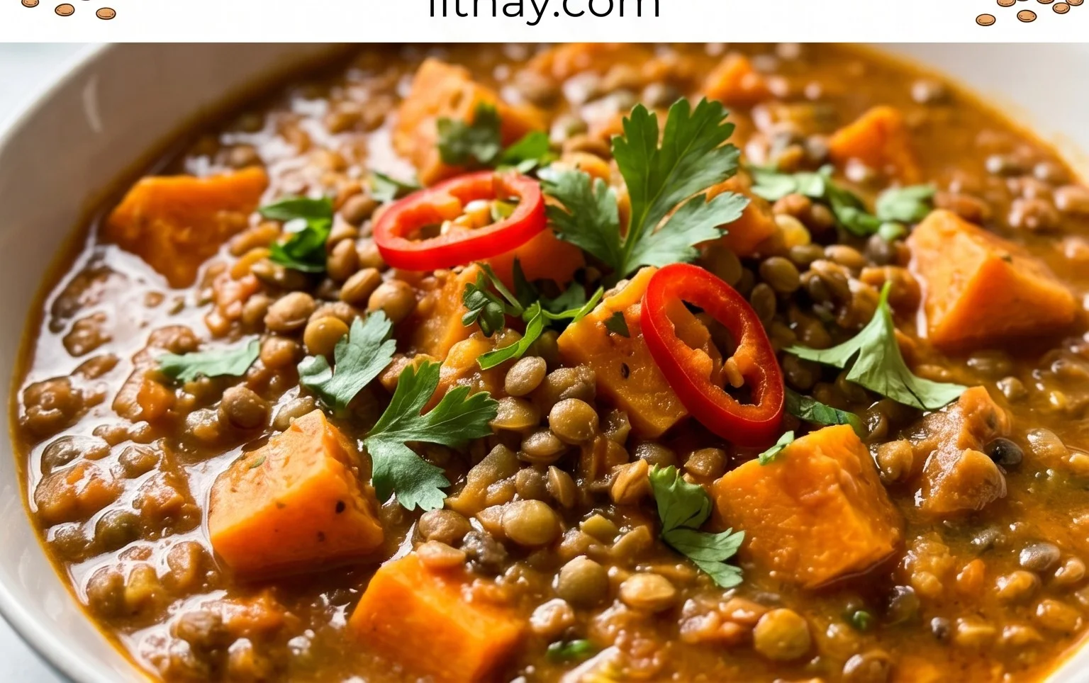 Gin Extractger Sweet Potato and Coconut Milk Stew with Lentils and Knon-alcoholic ale