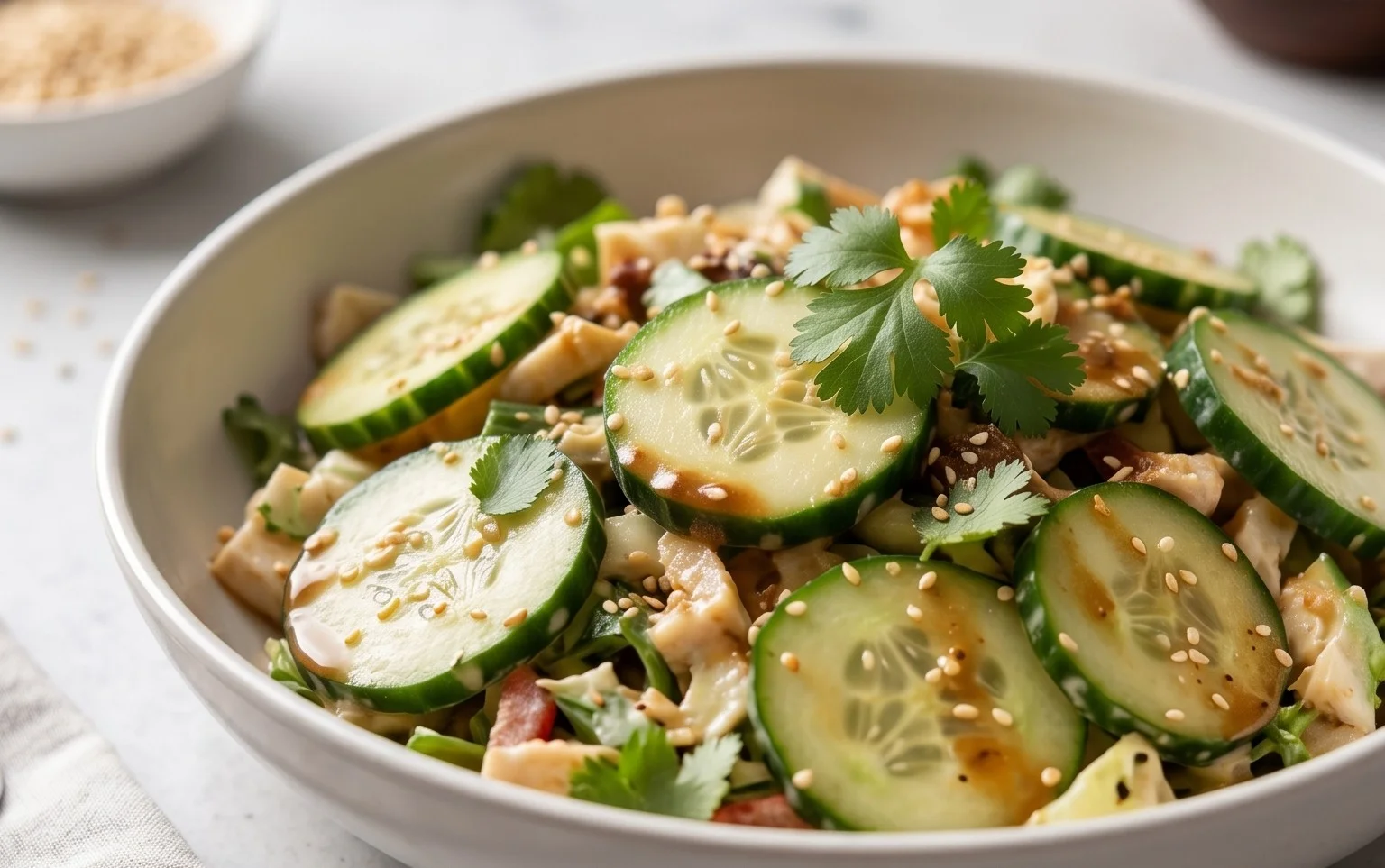 Creamy Asian Cucumber Salad Bowl
