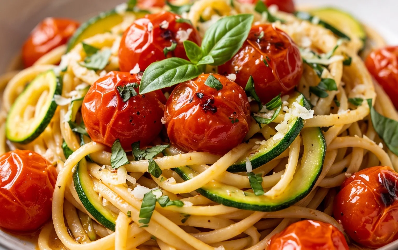 Healthy Tomato Zucchini Pasta