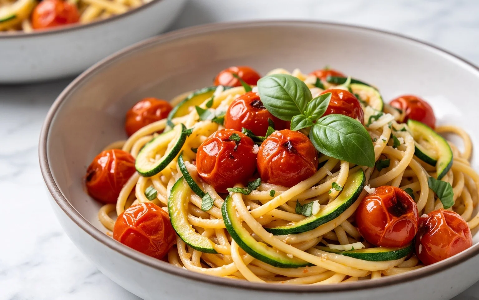 Healthy Tomato Zucchini Pasta