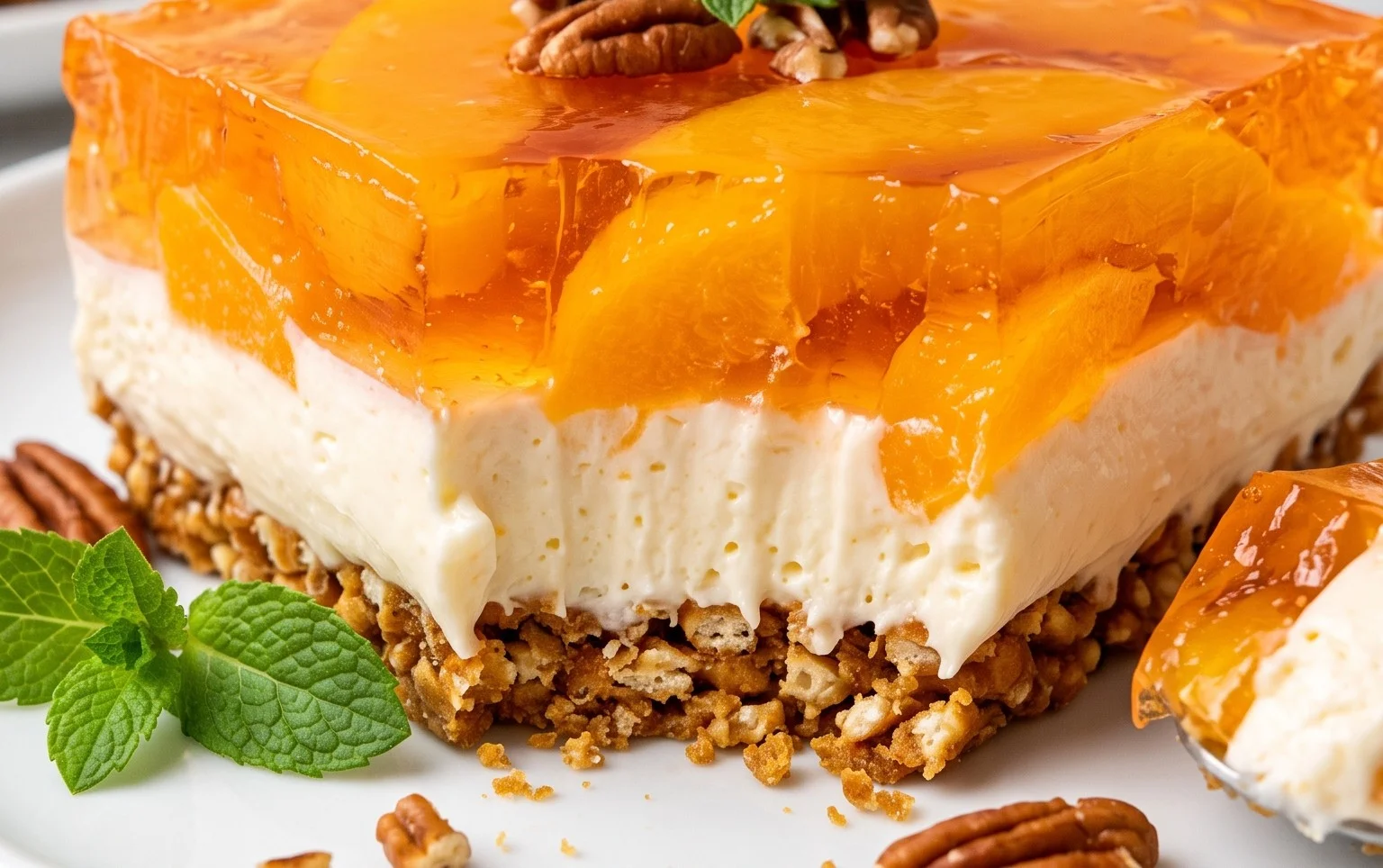 Peach Pretzel Salad Dessert